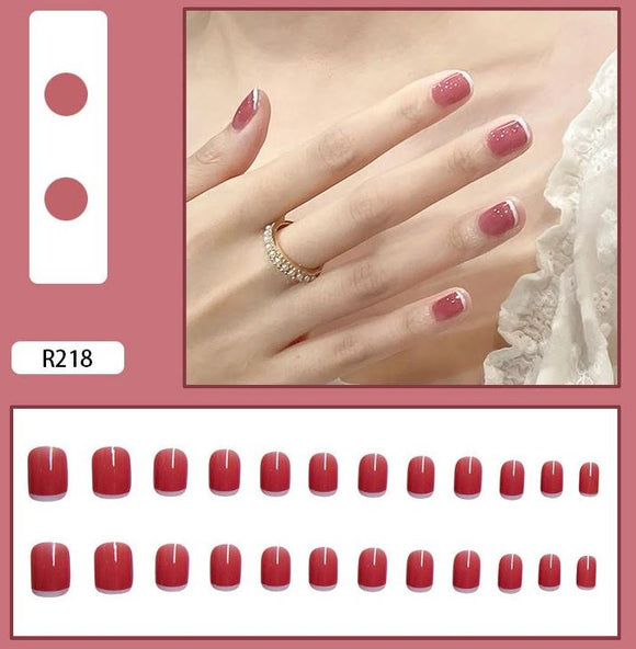 NS337 Short Square Press On Nails 24 Pieces R218 - Iris Fashion Jewelry