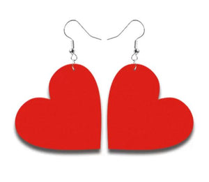 E1919 Silver Red Heart Leather Earrings - Iris Fashion Jewelry