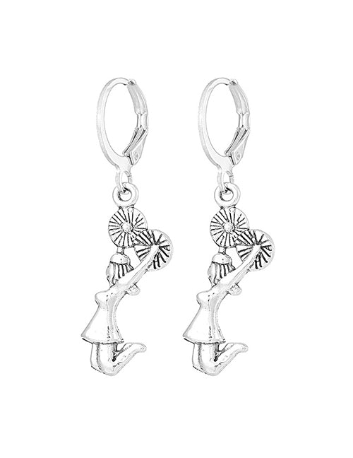 E773 Silver Cheerleader Earrings - Iris Fashion Jewelry