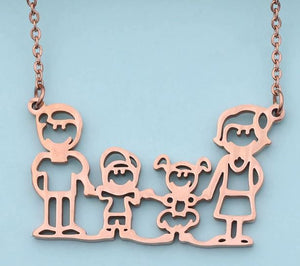 AZ436 Rose Gold Boy & Girl Family Necklace with FREE EARRINGS