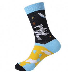 SF441 Light Blue Astronaut in Space Socks - Iris Fashion Jewelry