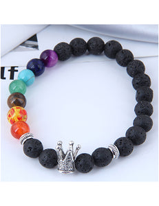 B1281 Crown Multi Color Bead Bracelet - Iris Fashion Jewelry