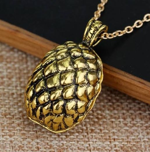 AZ1001 Gold Dragon Egg Necklace with FREE Earrings
