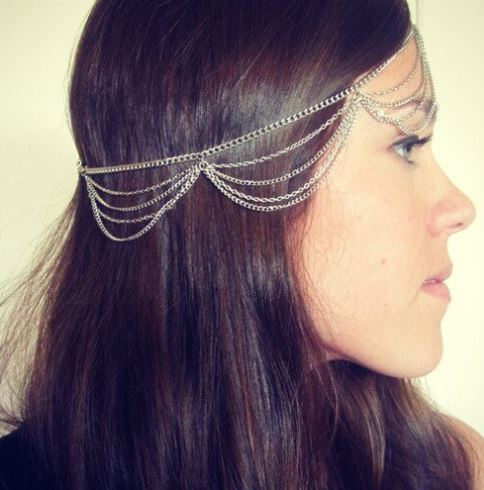 H57 Silver Scalloped Chain Headdress - Iris Fashion Jewelry