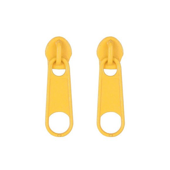 E1939 Golden Yellow Metal Zipper Earrings - Iris Fashion Jewelry