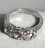 R684 Silver Triple Gem Rhinestone Ring - Iris Fashion Jewelry