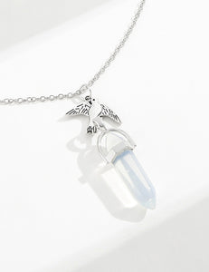N1928 Silver Clear Stone Dove Necklace with FREE Earrings - Iris Fashion Jewelry
