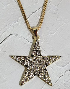 AZ216 Gold Rhinestone Star Necklace with FREE EARRINGS