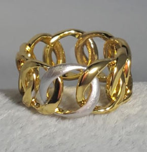 R514 Gold Single Silver Chain Link Ring - Iris Fashion Jewelry