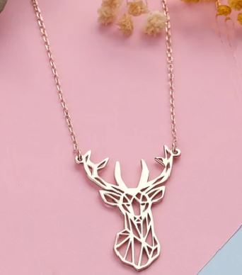 N81 Rose Gold Cutout Deer Necklace with FREE EARRINGS - Iris Fashion Jewelry