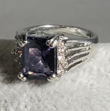 R616 Silver Purple Square Gemstone Ring - Iris Fashion Jewelry