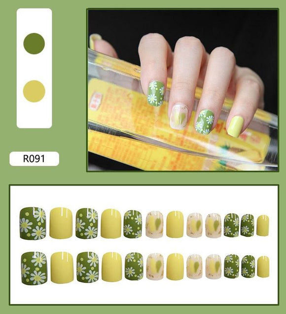 +NS593 Short Square Press On Nails 24 Pieces R091