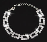 B374 Silver Rhinestone Rectangle Design Bracelet - Iris Fashion Jewelry