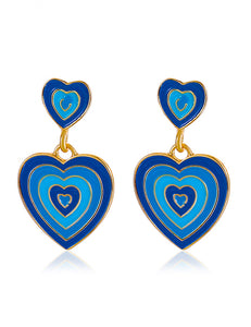 E1173 Gold Shades of Blue Heart Earrings - Iris Fashion Jewelry