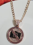 AZ08 Rose Gold Pink Rhinestone No Photos Necklace with Free Earrings - Iris Fashion Jewelry