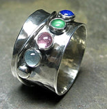 R302 Silver Multi Color Gem Ring - Iris Fashion Jewelry