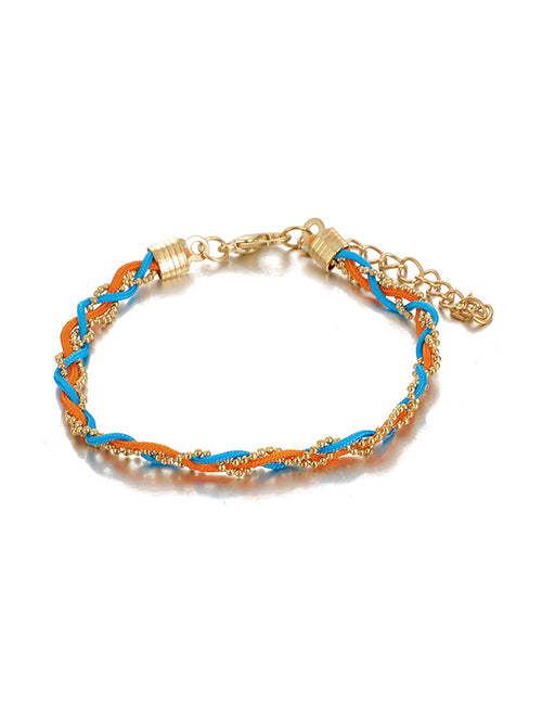 B1155 Gold Blue & Orange Woven Twist Bracelet - Iris Fashion Jewelry
