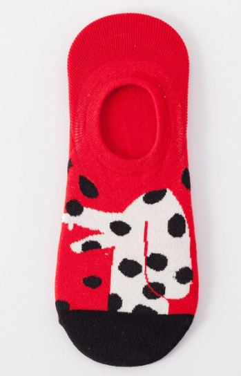 SF14 Red White Spotted Dog Low Cut Socks - Iris Fashion Jewelry