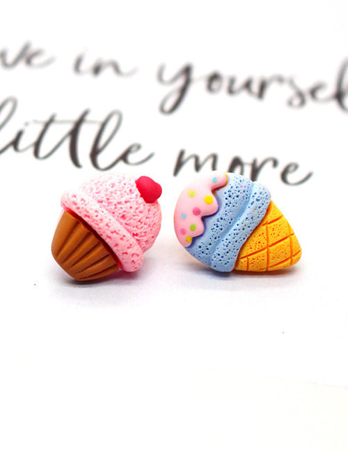 L512 Cute Cupcake & Ice Cream Cone Earrings - Iris Fashion Jewelry