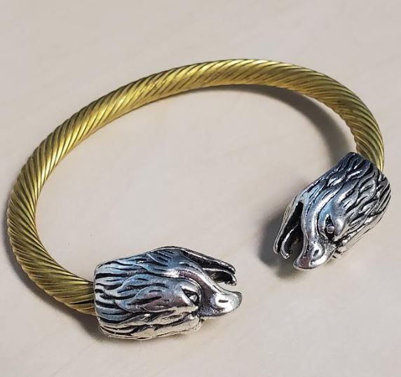B941 Silver & Gold Eagle Cuff Bracelet - Iris Fashion Jewelry