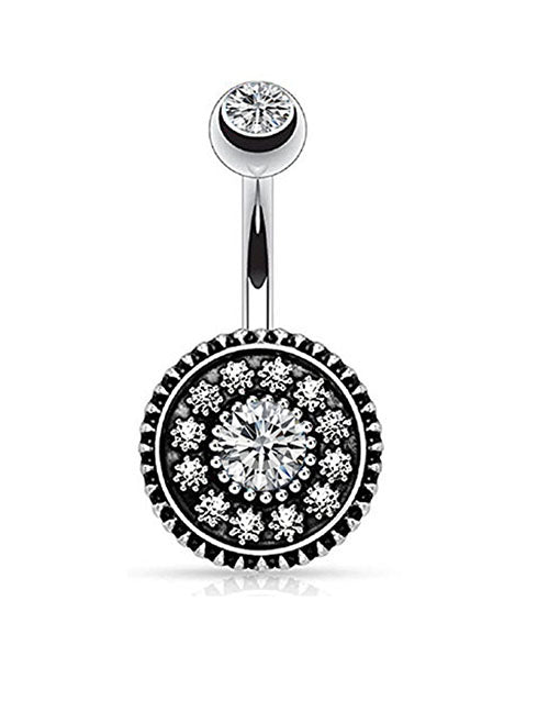 P87 Silver Crystal Rhinestone Gem Ball Belly Button Ring - Iris Fashion Jewelry
