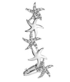 E302 Silver Rhinestone Starfish Ear SINGLE Cuff - Iris Fashion Jewelry