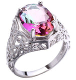 R374 Silver Iridescent Gemstone Ring - Iris Fashion Jewelry