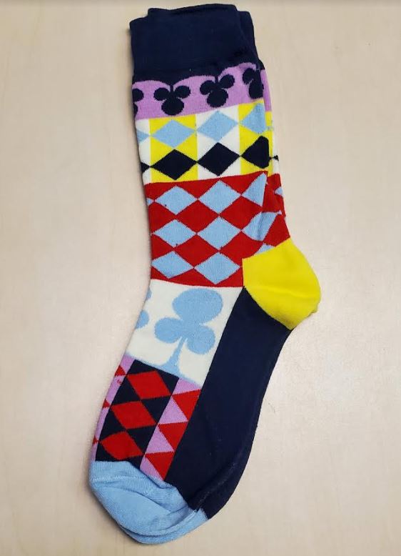 SF1277 Colorful Club & Diamond Pattern Socks - Iris Fashion Jewelry