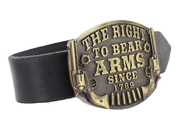BU271 Gold Right to Bear Arms Belt Buckle - Iris Fashion Jewelry