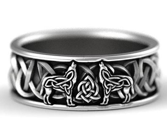 R305 Silver Wolf Tribal Ring - Iris Fashion Jewelry
