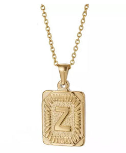 AZ488 Gold Letter Z Necklace with FREE EARRINGS