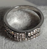 R643 Silver Rhinestone Cutout Band Ring - Iris Fashion Jewelry