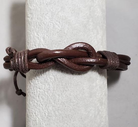 AZ702 Brown Knotted Leather Bracelet