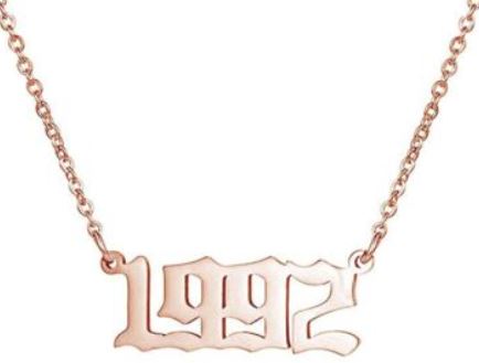 AZ1387 Rose Gold Year 1992 Necklace with FREE EARRINGS