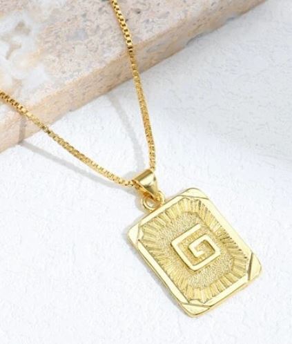 AZ869 Gold Letter G Necklace with FREE EARRINGS