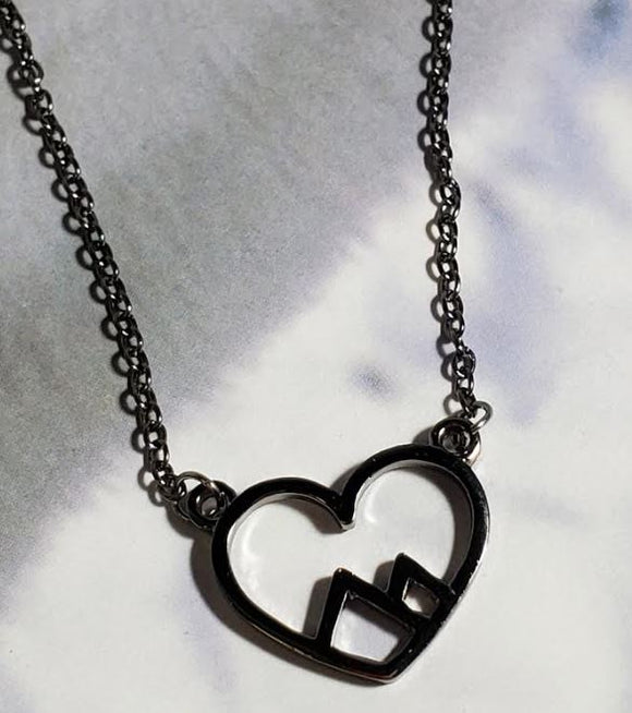 AZ114 Gun Metal Heart Mountain Necklace with FREE EARRINGS - Iris Fashion Jewelry