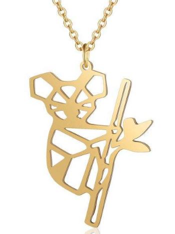 AZ175 Gold Cutout Koala Bear Necklace with Free Earrings