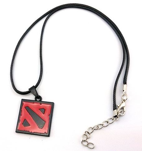 AZ623 Black & Red DOTA Logo Leather Cord Necklace with FREE EARRINGS