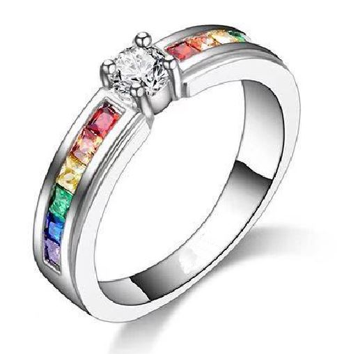 R292 Silver Multi Color Gemstone Ring - Iris Fashion Jewelry