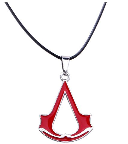 AZ630 Silver Red Video Game Symbol Necklace with FREE EARRINGS