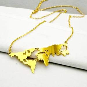 AZ51 Gold Map Necklace with FREE EARRINGS - Iris Fashion Jewelry