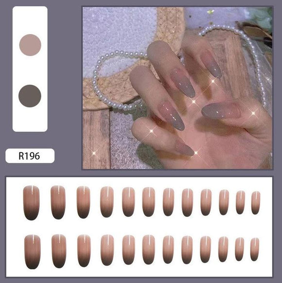 NS388 Long Length Almond Press On Nails 24 Pieces R196 - Iris Fashion Jewelry