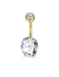 P142 Gold Crystal Rhinestone Belly Button Ring - Iris Fashion Jewelry