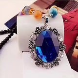 N1435 Multi Color Bead Royal Blue Gemstone Necklace with Free Earrings - Iris Fashion Jewelry