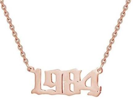 AZ1393 Rose Gold Year 1984 Necklace with FREE EARRINGS