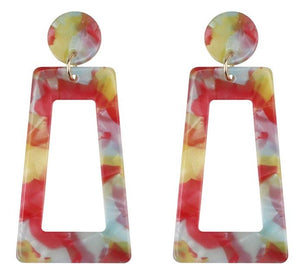 E1503 Multi Color Rectangle Acrylic Earrings - Iris Fashion Jewelry