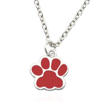 N230 Silver Red Paw Print Necklace with FREE Earrings - Iris Fashion Jewelry