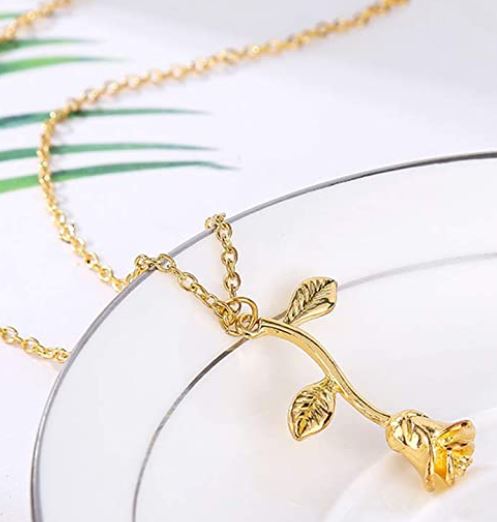N579 Gold Rose Necklace with FREE EARRINGS