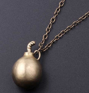 AZ359 Gold Ticking Time Bomb Necklace with FREE Earrings