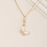 N226 Gold Dainty Butterfly Rhinestone Necklace FREE Earrings - Iris Fashion Jewelry